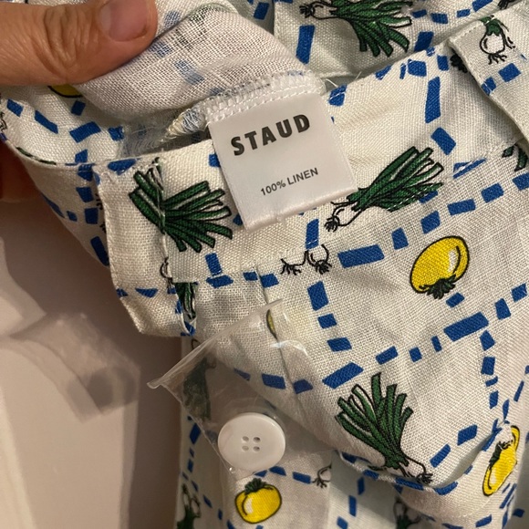 STAUD wide leg high rise vegetable print linen pants (Plum Pants) Size 6 - Picture 3 of 3